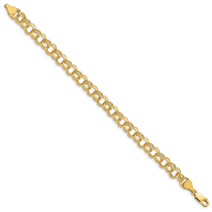 8 Inch 14K Double Link Charm Bracelet