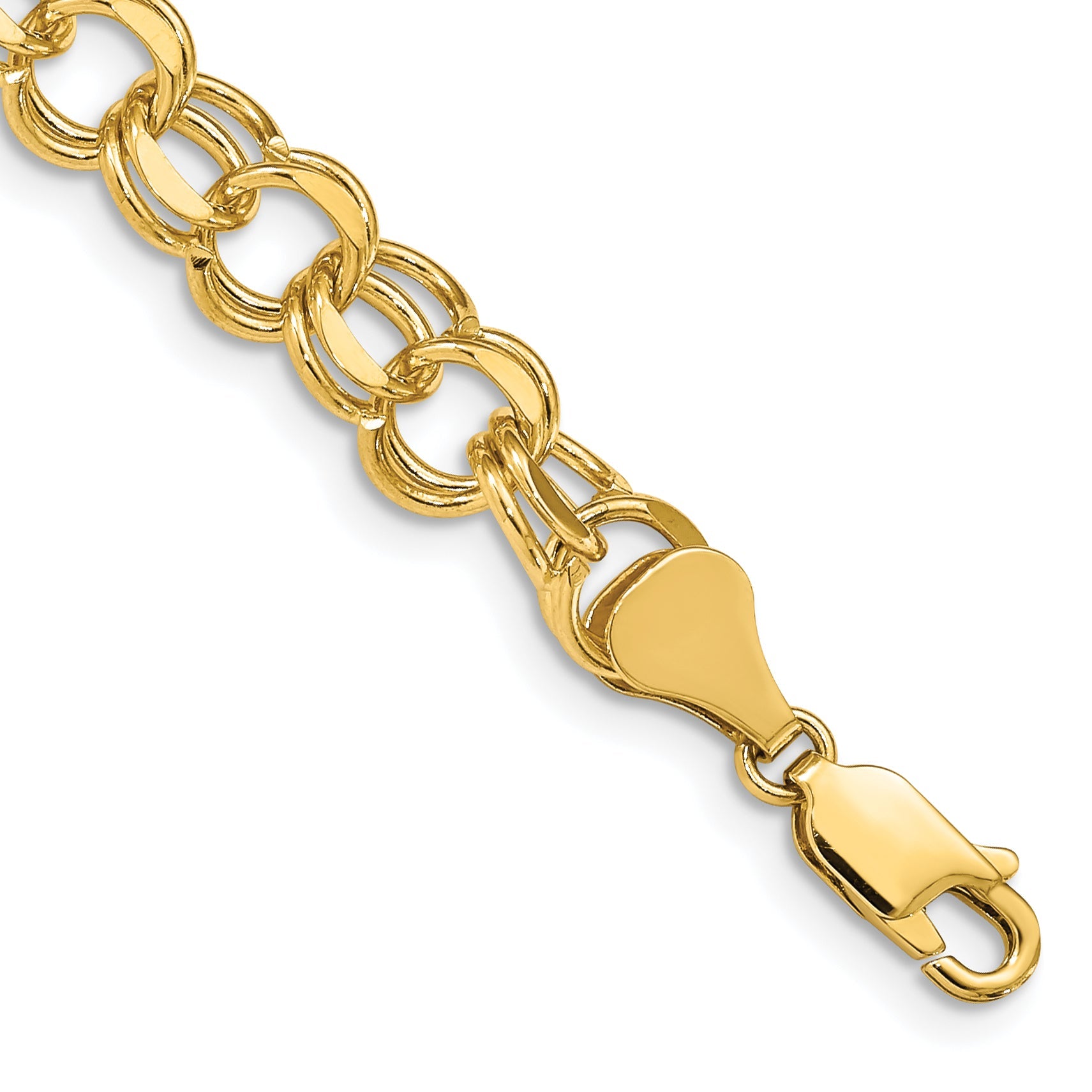 8 Inch 14K Double Link Charm Bracelet