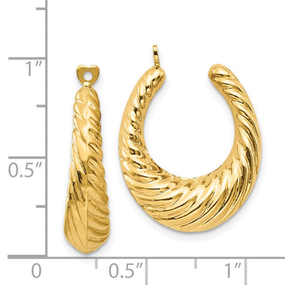 14K Yellow Gold Polished Twisted Hollow Hoop Earring Jackets