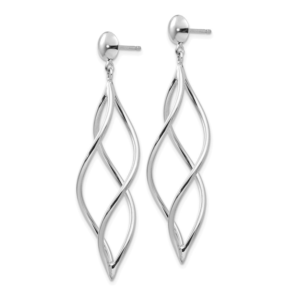 14K White Gold Swirl Dangle Earrings