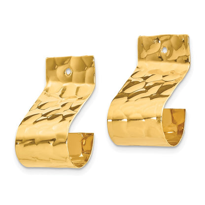 14K Yellow Gold Polished Hammered Earring Jackets