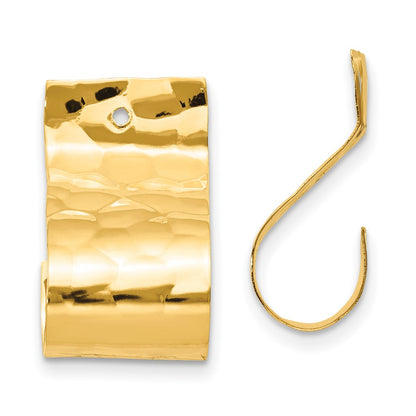 14K Yellow Gold Polished Hammered Earring Jackets