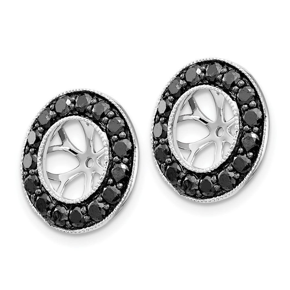 14K White Gold 1Ct Black Diamond Earring Jackets