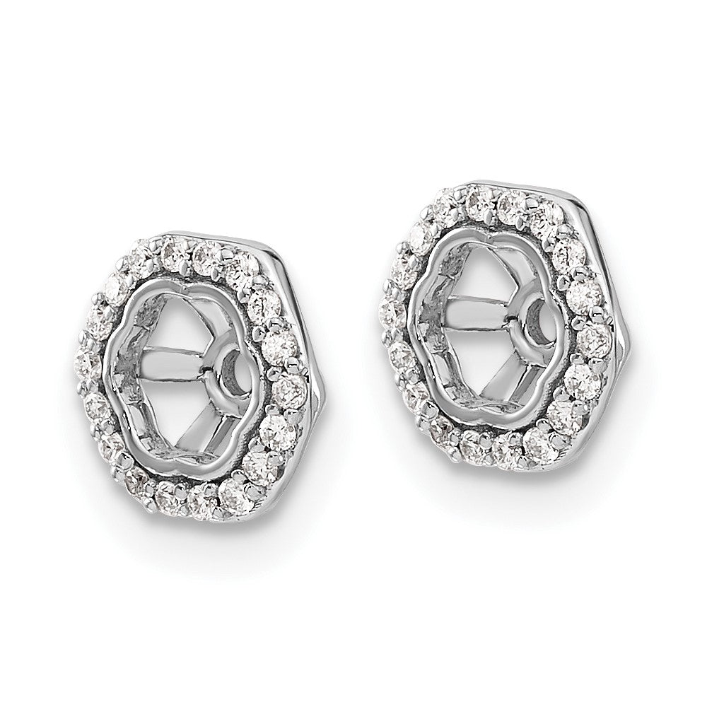 14K White Gold Hexagon Diamond Earring Jackets