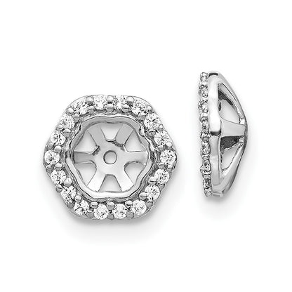 14K White Gold Hexagon Diamond Earring Jackets