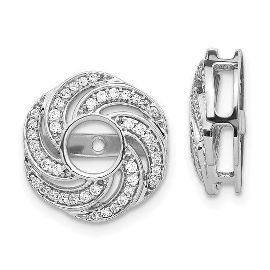 14K White Gold Swirl Diamond Jacket Earrings