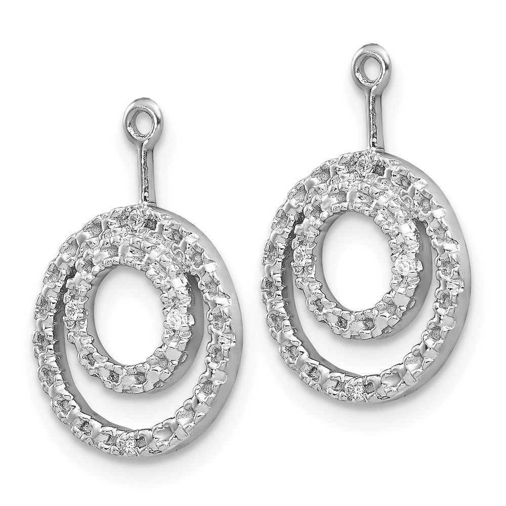 14K White Gold Double Circle Diamond Earring Jackets