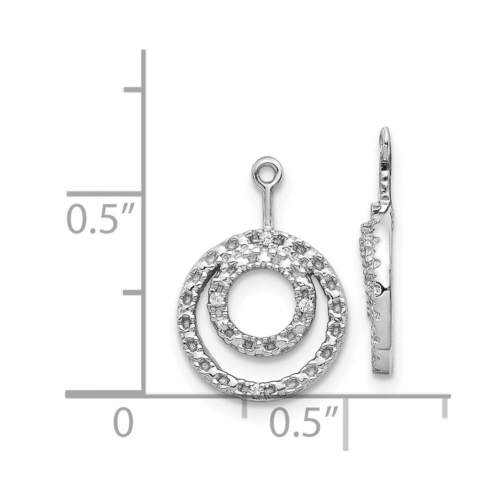 14K White Gold Double Circle Diamond Earring Jackets