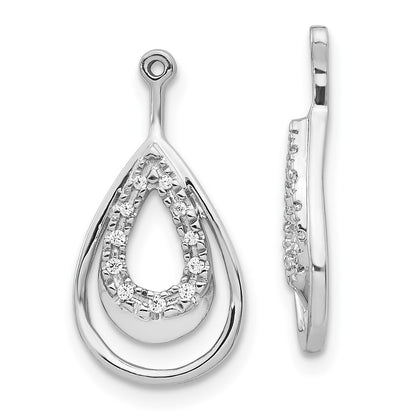 14K White Gold Double Teardrop Diamond Earring Jackets