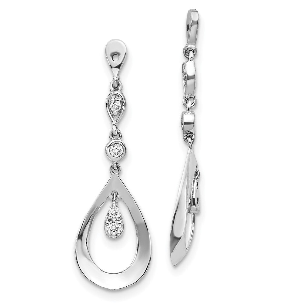 14k White Gold 1/8 Ct. Lab Grown Diamond VS/SI+ G+ Teardrop Dangle Earring Jackets