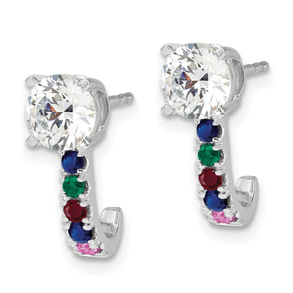 14k White Gold Multi Gemstone Earrings
