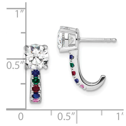 14k White Gold 2 Ct. Lab Grown Diamond VS/SI+ G+ and Multi Gemstone Earrings