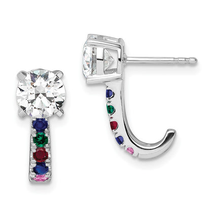 14k White Gold 2 Ct. Lab Grown Diamond VS/SI+ G+ and Multi Gemstone Earrings