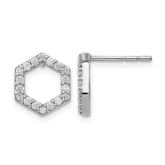 14K White Gold True Origin 1/2 Carat Lab Grown Diamond Vs Def Hexagon Post Earrings