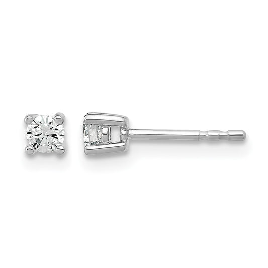 14K White Gold 1/5 Ctw Certified Lab Grown Diamond Vs+ F+ Round 4 Prong Heavy Wt. Stud Earrings