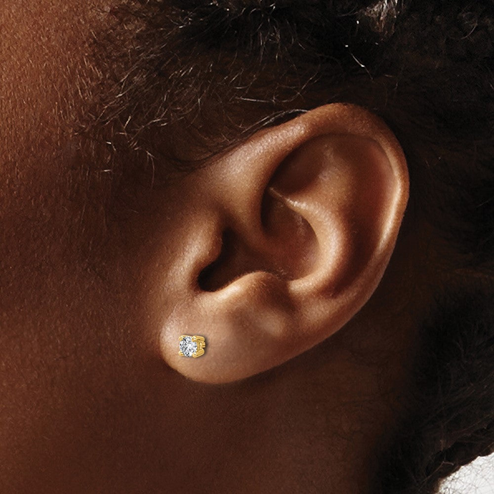 10K Yellow Gold Round 4-Prong .25Ct. Diamond Stud Earrings