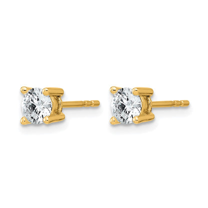 14K Yellow Gold 3/4 Ctw Certified Lab Grown Diamond Vs+ F+ Round 4 Prong Heavy Wt. Stud Earrings