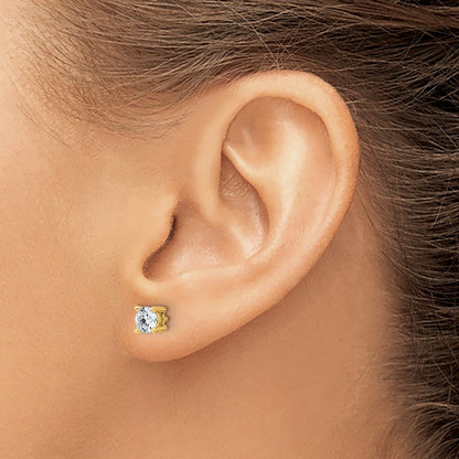 14K Yellow Gold 3/4 Ctw Certified Lab Grown Diamond Vs+ F+ Round 4 Prong Heavy Wt. Stud Earrings