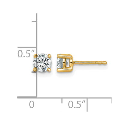 14K Yellow Gold 3/4 Ctw Certified Lab Grown Diamond Vs+ F+ Round 4 Prong Heavy Wt. Stud Earrings