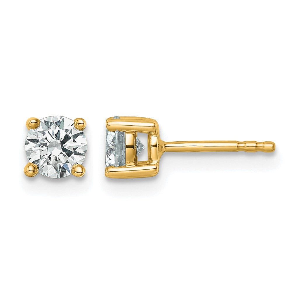14K Yellow Gold 3/4 Ctw Certified Lab Grown Diamond Vs+ F+ Round 4 Prong Heavy Wt. Stud Earrings