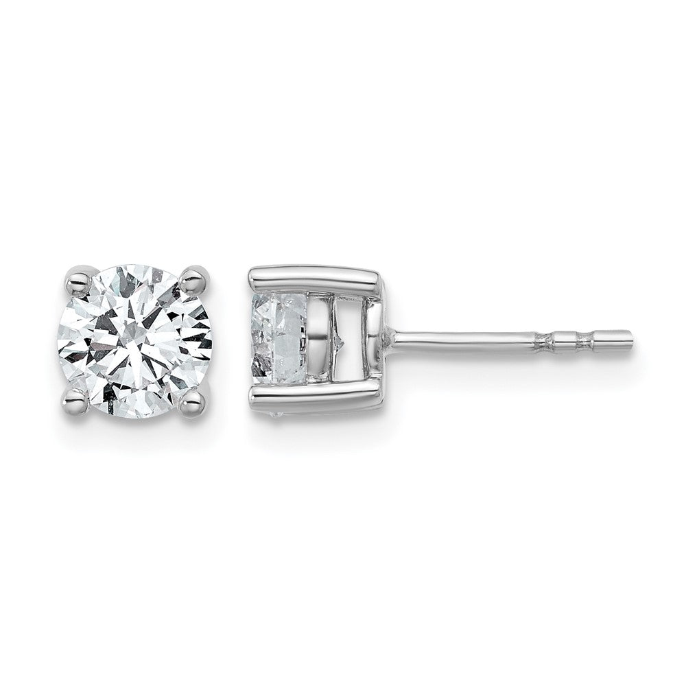 14k White Gold 1 1/2 ctw Lab Grown Diamond VS/SI+ G+ Round 4 Prong Heavy Wt. Stud Earrings