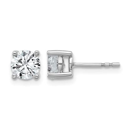 14k White Gold 1 1/2 ctw Lab Grown Diamond VS/SI+ G+ Round 4 Prong Heavy Wt. Stud Earrings