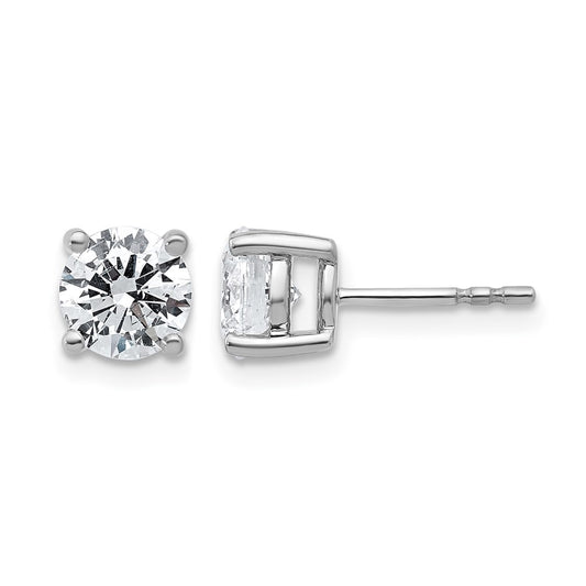 14k White Gold 2 ctw Certified Lab Grown Diamond VS/SI+ G+ Round 4 Prong Heavy Wt. Stud Earrings