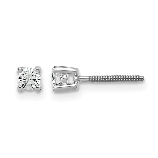 14k White Gold 1/5 ctw Lab Grown Diamond VS/SI+ G+ Round 4 Prong Heavy Wt. Screwback Stud Earrings