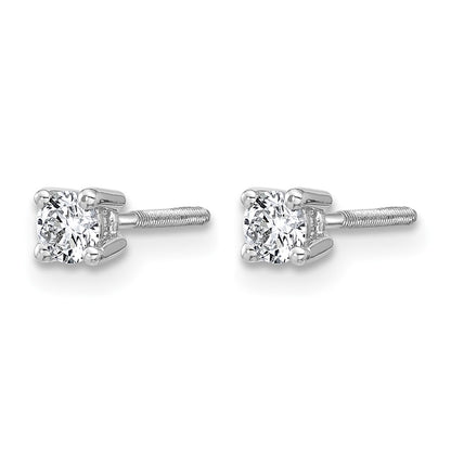 14k White Gold 1/4 ctw Lab Grown Diamond VS/SI+ G+ Round 4 Prong Heavy Wt. Screwback Stud Earrings