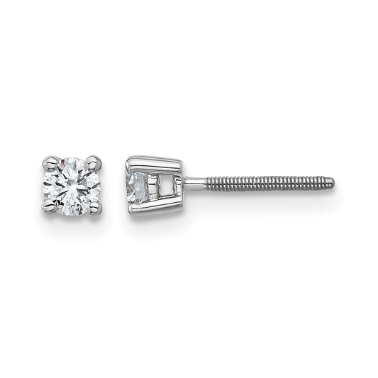 14k White Gold 1/4 ctw Lab Grown Diamond VS/SI+ G+ Round 4 Prong Heavy Wt. Screwback Stud Earrings