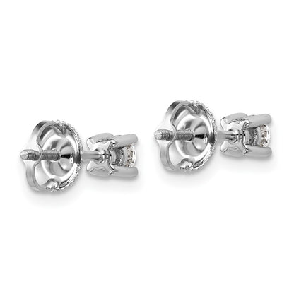 14k White Gold 1/3 ctw Certified Lab Grown Diamond VS/SI+ G+ Round 4 Prong Heavy Wt. Screwback Stud Earrings