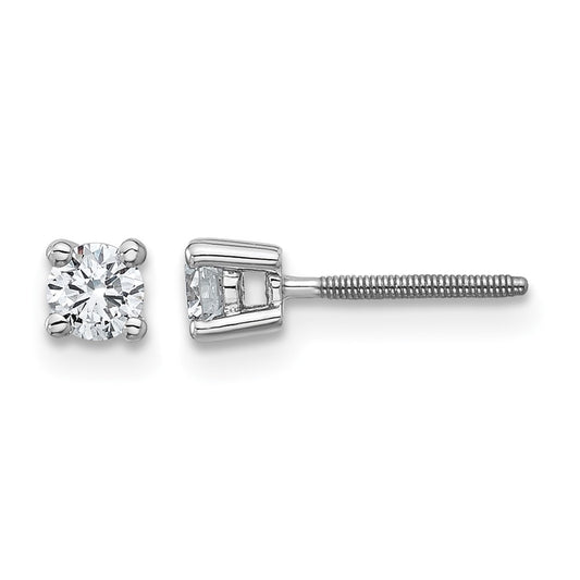 14K White Gold 1/3 Ctw Certified Lab Grown Diamond Vs+ F+ Round 4 Prong Heavy Wt. Screwback Stud Earrings