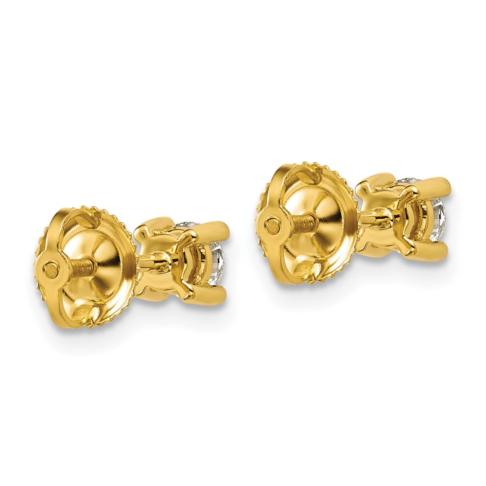 14K Yellow Gold 1/2 Ctw Lab Grown Diamond Vs+ F+ Round 4 Prong Heavy Wt. Screwback Stud Earrings