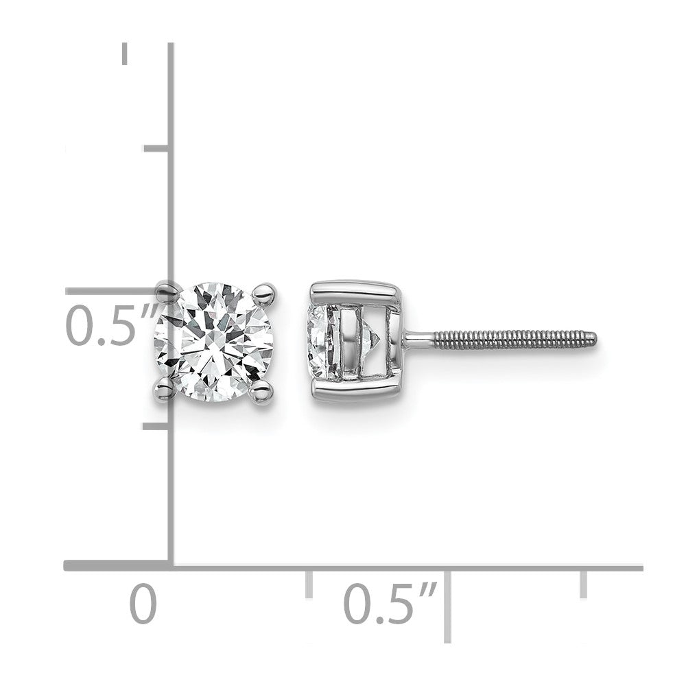 14k White Gold 1 ctw Lab Grown Diamond VS/SI+ G+ Round 4 Prong Heavy Wt. Screwback Stud Earrings
