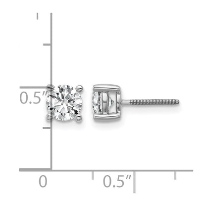 14k White Gold 1 ctw Lab Grown Diamond VS/SI+ G+ Round 4 Prong Heavy Wt. Screwback Stud Earrings