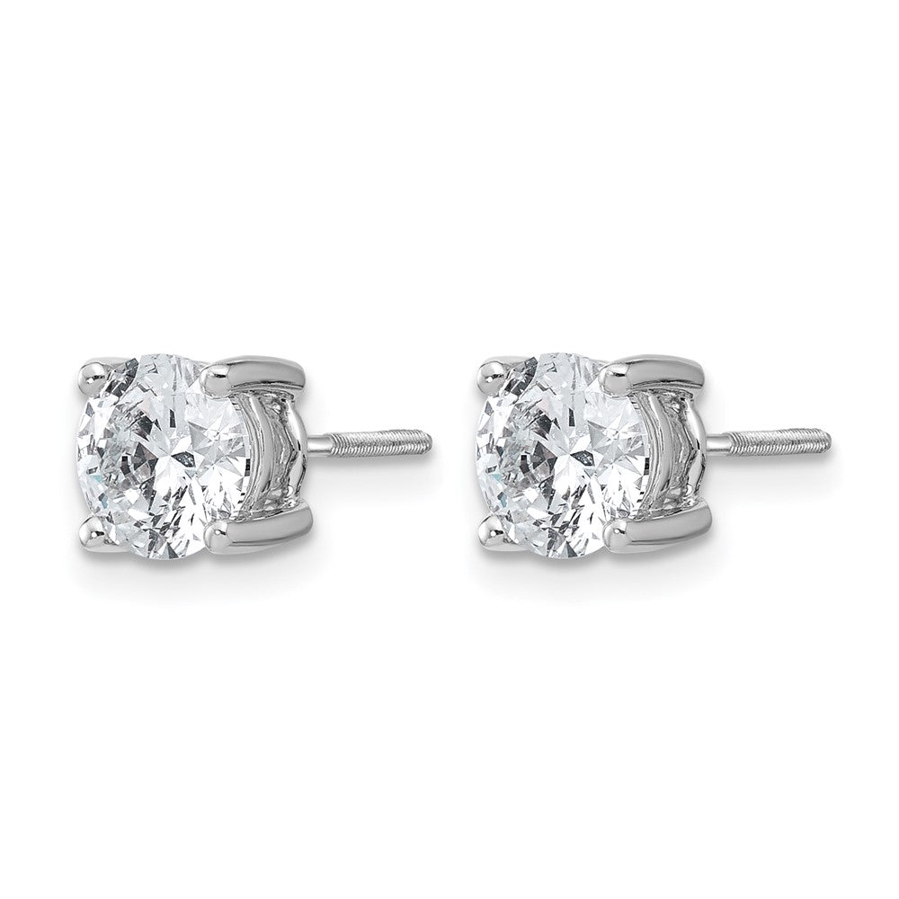 14k White Gold 2 ctw Certified Lab Grown Diamond VS/SI+ G+ Round 4 Prong Heavy Wt. Screwback Stud Earrings