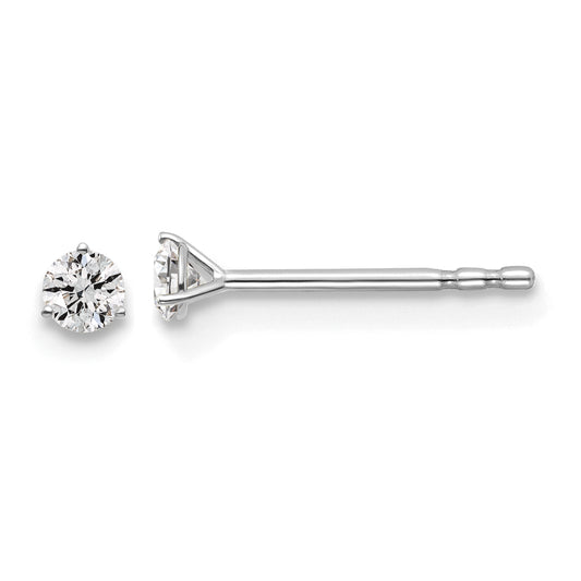 14k White Gold 1/10 ctw Lab Grown Diamond VS/SI+ G+ Round 3 Prong Heavy Wt. Stud Earrings