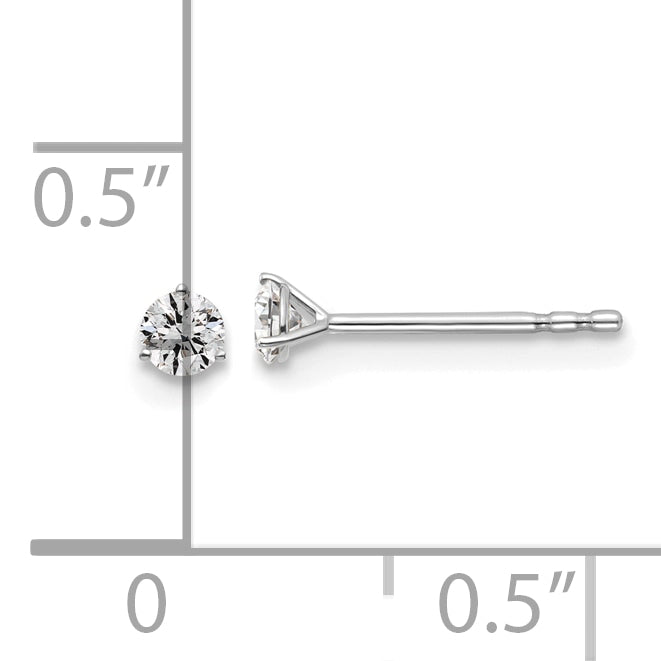 14k White Gold 1/6 ctw Lab Grown Diamond VS/SI+ G+ Round 3 Prong Heavy Wt. Stud Earrings