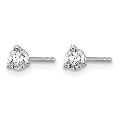 14k White Gold 1/4 ctw Lab Grown Diamond VS/SI+ G+ Round 3 Prong Heavy Wt. Stud Earrings