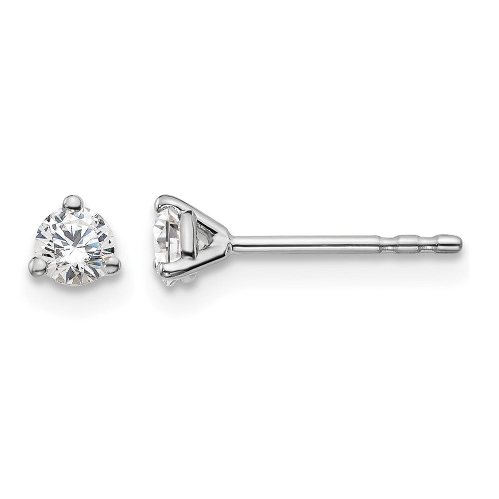 14k White Gold 1/4 ctw Lab Grown Diamond VS/SI+ G+ Round 3 Prong Heavy Wt. Stud Earrings