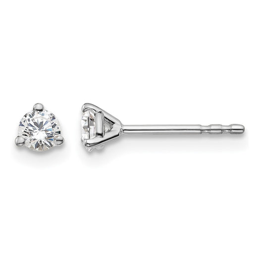14k White Gold 1/4 ctw Lab Grown Diamond VS/SI+ G+ Round 3 Prong Heavy Wt. Stud Earrings