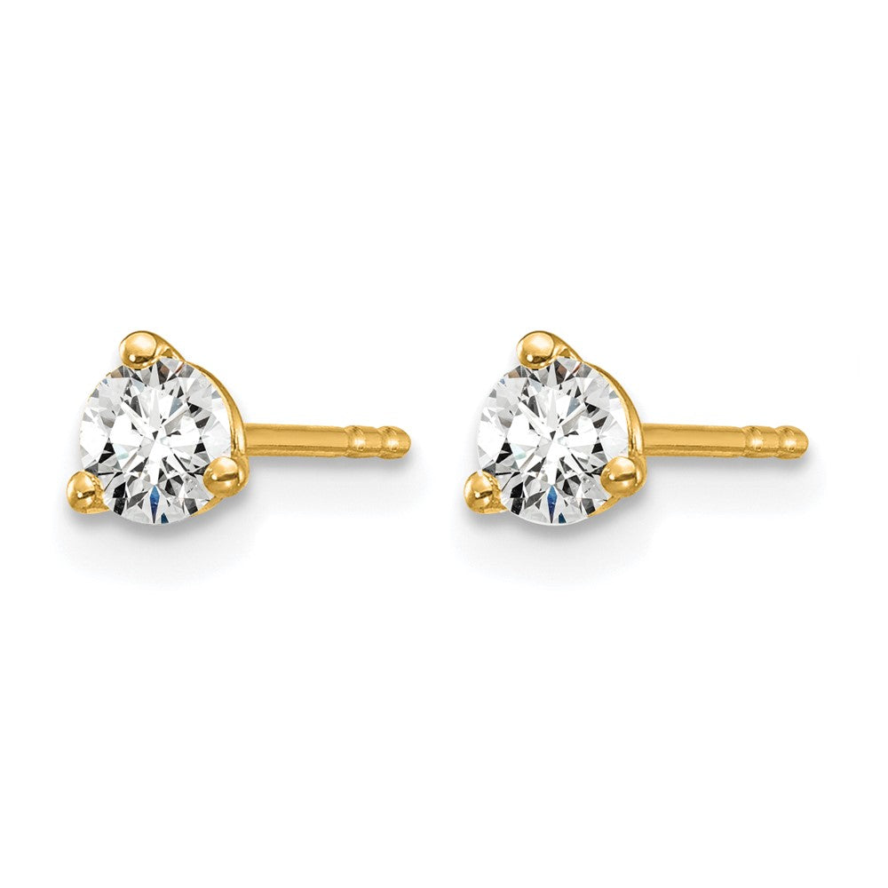 14K Yellow Gold 1/3 Ctw Lab Grown Diamond Vs+ F+ Round 3 Prong Heavy Wt. Stud Earrings