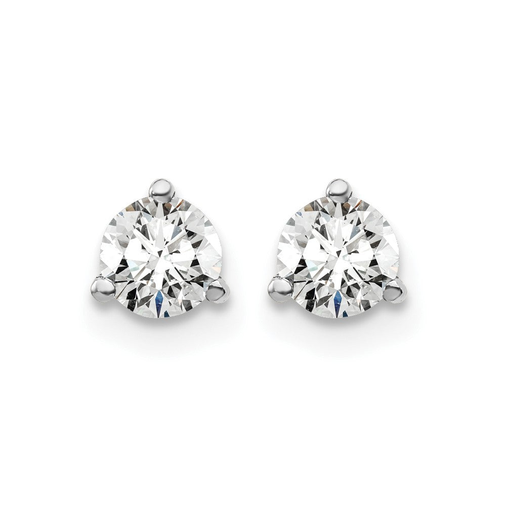 14K White Gold 1/2 Ctw Lab Grown Diamond Vs+ F+ Round 3 Prong Heavy Wt. Stud Earrings