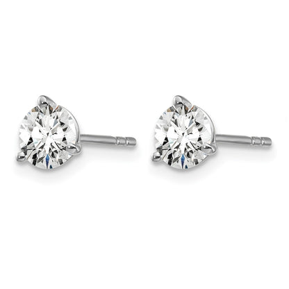 14k White Gold 1 ctw Certified Lab Grown Diamond VS/SI+ G+ Round 3 Prong Heavy Wt. Stud Earrings