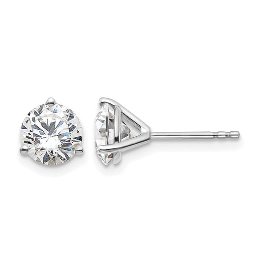 14K White Gold 2 Ctw Certified Lab Grown Diamond Vs+ F+ Round 3 Prong Heavy Wt. Stud Earrings