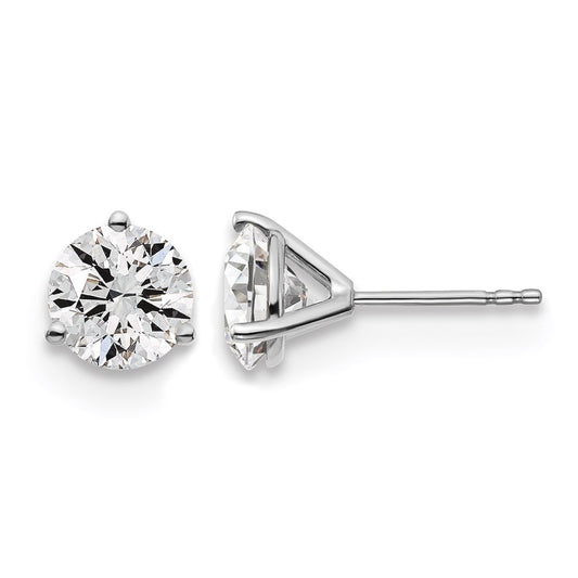 14K White Gold 3 Ctw Lab Grown Diamond Vs+ F+ Round Prong Heavy Wt. Stud Earrings
