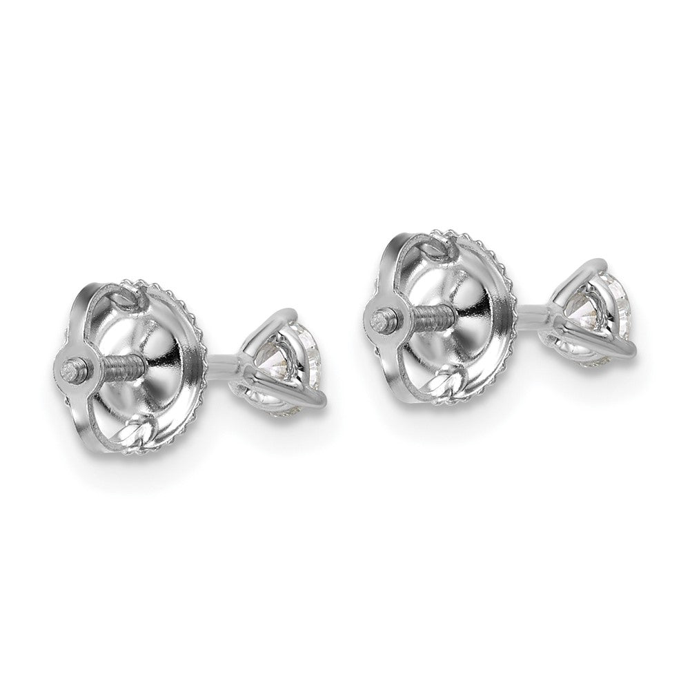 14k White Gold 1/3 ctw Lab Grown Diamond VS/SI+ G+ Round 3 Prong Heavy Wt. Screwback Stud Earrings