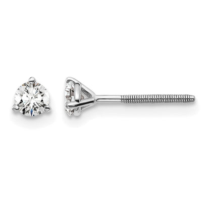 14k White Gold 1/3 ctw Lab Grown Diamond VS/SI+ G+ Round 3 Prong Heavy Wt. Screwback Stud Earrings