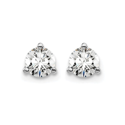 14K White Gold 1/2 Ctw Lab Grown Diamond Vs+ F+ Round 3 Prong Heavy Wt. Screwback Stud Earrings