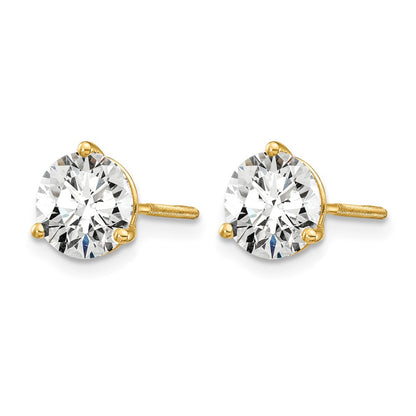 14K Yellow Gold 1 1/2 Ctw Lab Grown Diamond Vs/Si+ G+ Round 3 Prong Heavy Wt. Screwback Stud Earrings